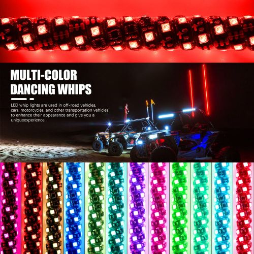 1ft rgb spiral led whip light dancing/chasing lamp for polaris rzr s4 900 xp1000