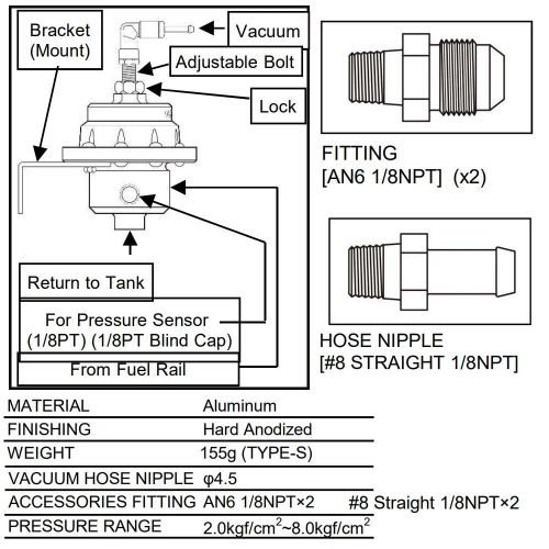 New Universal Adjustable Fuel Pressure Regulator Type with Manometer and Manual, US $33.68, image 8
