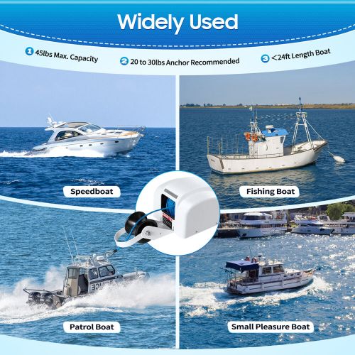 45 LBS Boat Anchor Winch Electric Marine Winch With Wireless Remote Free Fall, US $196.03, image 18