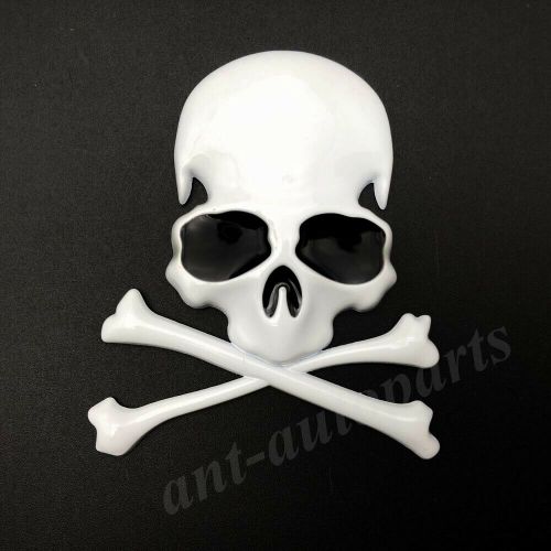 1x 3D White Metal Skull Skeleton Cross Car Trunk Emblem Badge Decal Sticker New, US $7.30, image 4