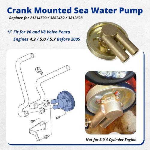 Raw Sea Water Pump For Volvo Penta 4.3L 5.0L 5.7L 21214599 3862482 3812693, US $179.76, image 4