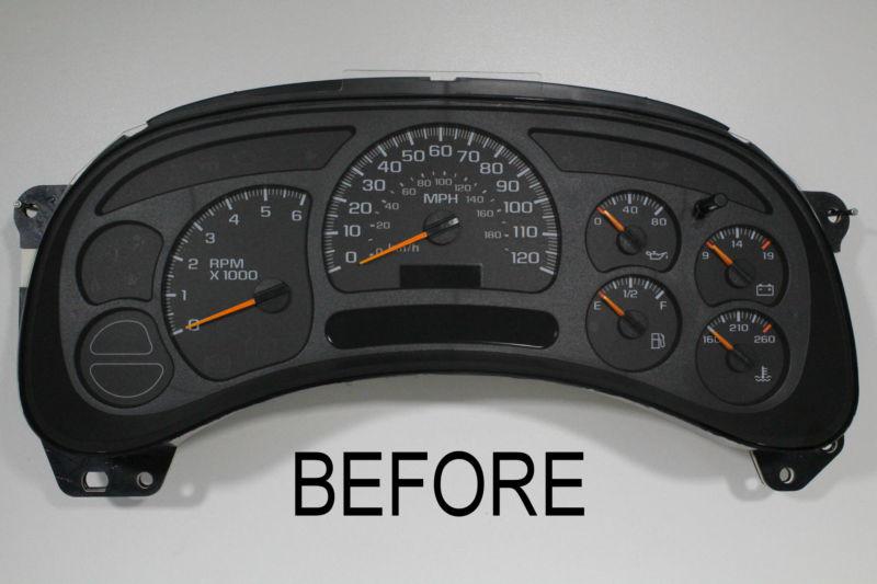 CUSTOM TRUCK CLUSTER REPAIR SERVICE + ESCALADE BLACK GAUGE + BLUE/CHROME NEEDLES, US $225.00, image 2