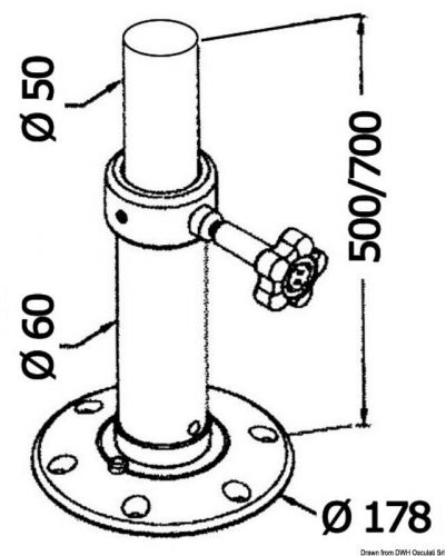 Osculati mirror-polished aluminium telescopic table pedestal for specific table