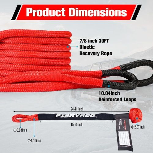 Kinetic Recovery Rope Kit 2 Soft Shackles 7/8 Inch x 20 FT Tow Rope, US $89.99, image 5