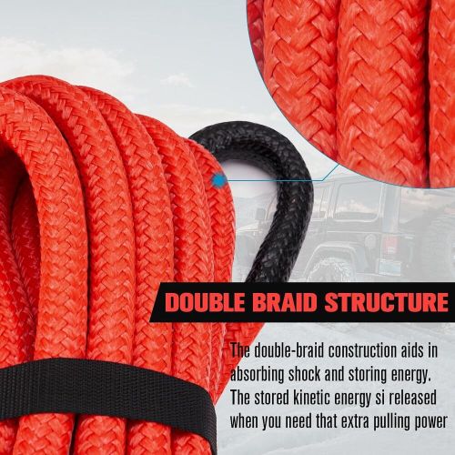 Kinetic Recovery Rope Kit 2 Soft Shackles 7/8 Inch x 20 FT Tow Rope, US $89.99, image 7