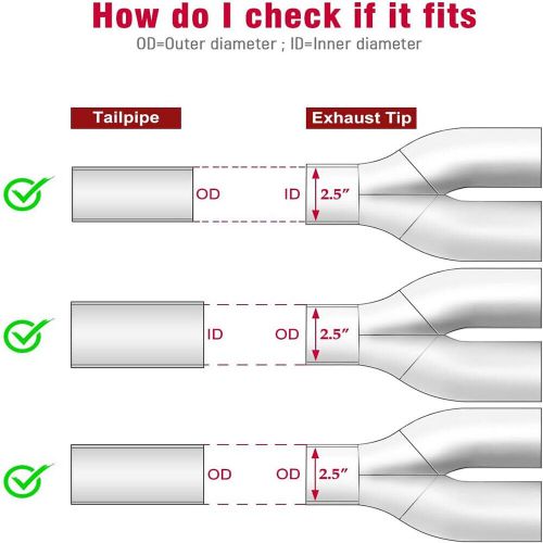 2.5&#034; inlet 3.5&#034; outlet 9.5&#034; length chrome polished steel exhaust tailpipe tip