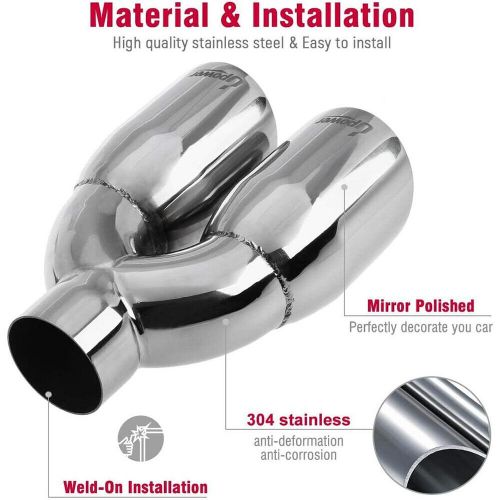 2.5" Inlet 3.5" Outlet 9.5" Length Chrome Polished Steel Exhaust Tailpipe Tip, US $59.93, image 3