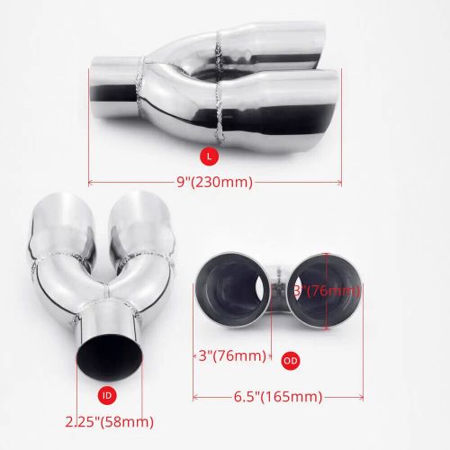 2.5" Inlet 3.5" Outlet 9.5" Length Chrome Polished Steel Exhaust Tailpipe Tip, US $59.93, image 6