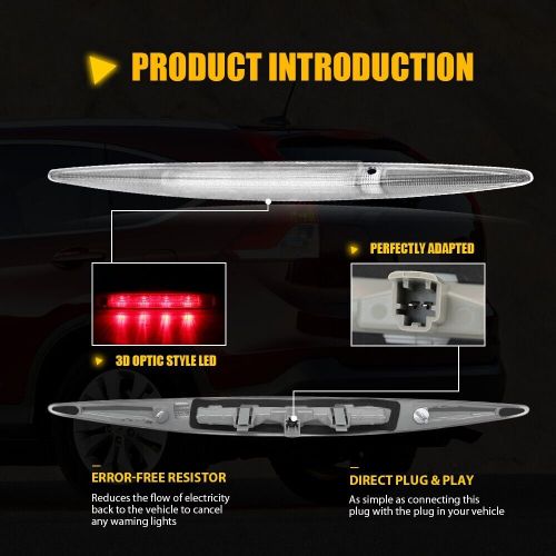 Rear high mount 3rd brake tail light lamp for honda cr-v crv 2012-2016 white eac