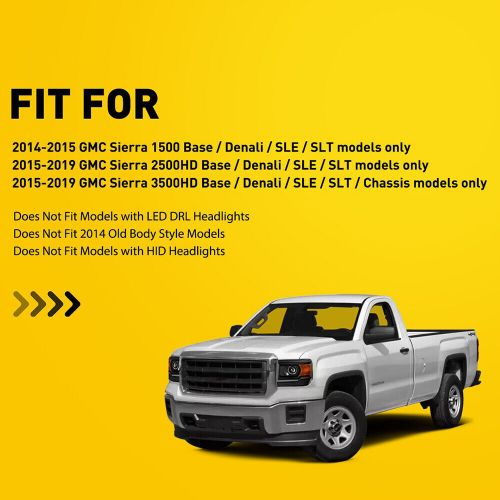 Black Amber Corner Projector Headlight Lamp For 15-19 Sierra GMC 2500HD 3500HD, US $194.99, image 8