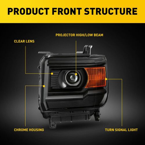 Black Amber Corner Projector Headlight Lamp For 15-19 Sierra GMC 2500HD 3500HD, US $194.99, image 10