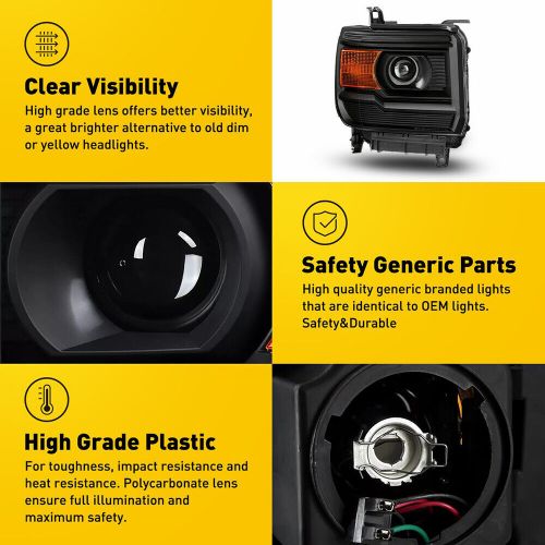 Black Amber Corner Projector Headlight Lamp For 15-19 Sierra GMC 2500HD 3500HD, US $194.99, image 11