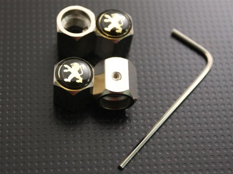 Peugeot wheel tyre tire valve stem air dust covers caps anti-theft locking