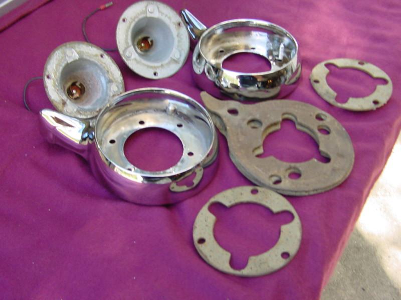 1959 FORD BACK UP LIGHT BEZELS RECHROMED WITH USED SOCKETS AND GASKETS, US $199.95, image 3