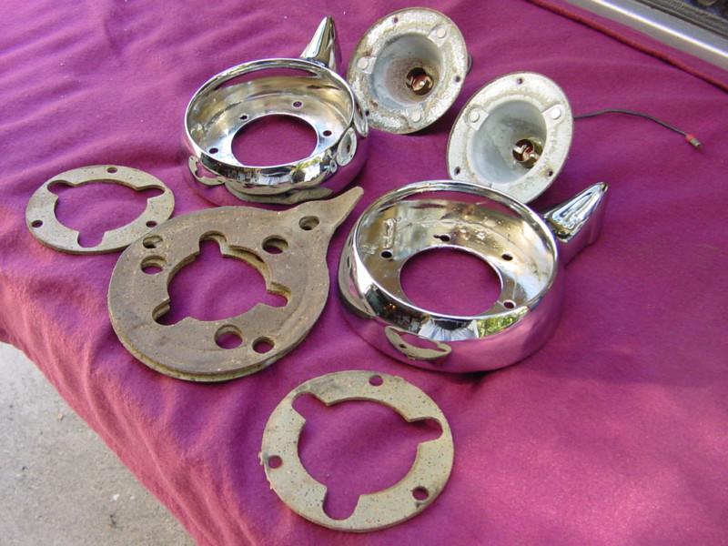 1959 FORD BACK UP LIGHT BEZELS RECHROMED WITH USED SOCKETS AND GASKETS, US $199.95, image 9