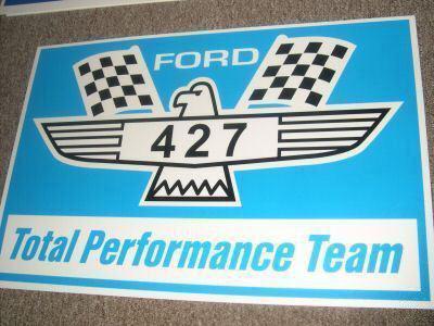 Ford 427 total performance team fairlane galaxie display sign blue / white new