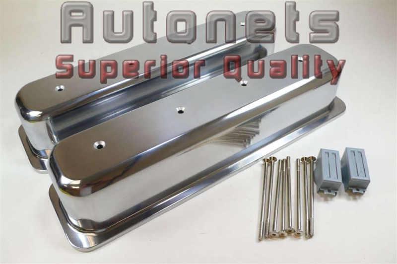Tall small block chevy 305,350 center bolt polished aluminum valve cover smooth