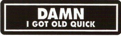 Motorcycle sticker for helmets or toolbox #420 damm i got old quick
