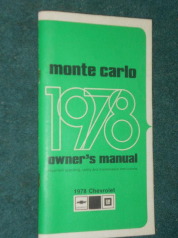 1978 chevrolet / monte carlo owner's manual / nice original guide book