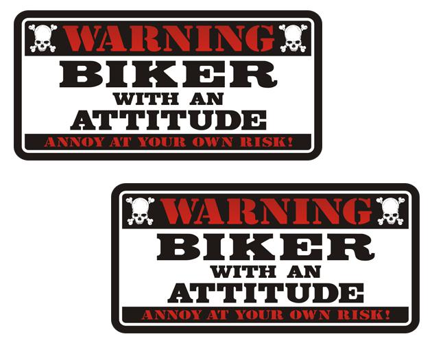 Biker warning attitude decal set 3"x1.5" motorcycle helmet sticker zu1