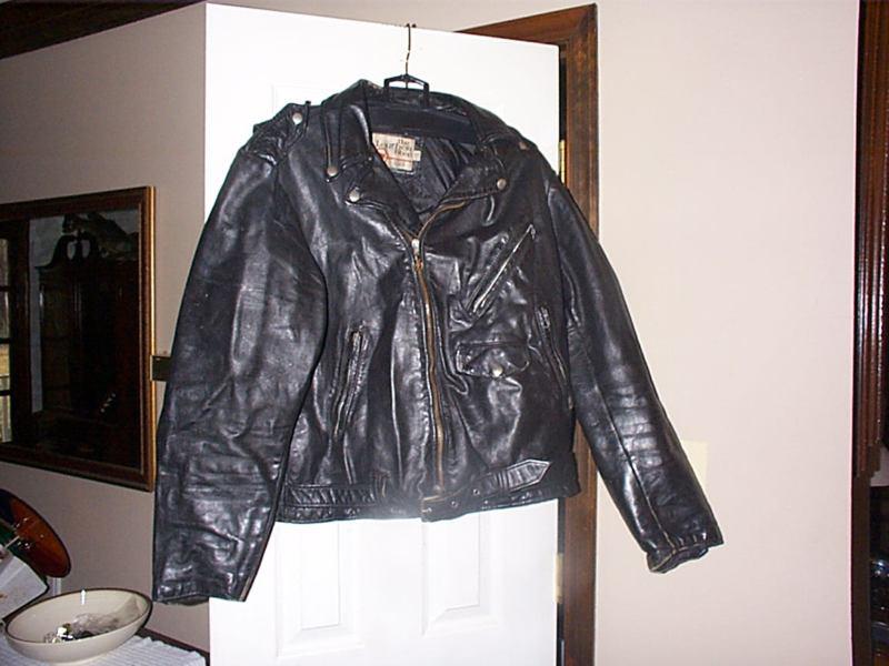 Vintage sears leather motorcycle biker jacket chp police punk style sz 48 tall