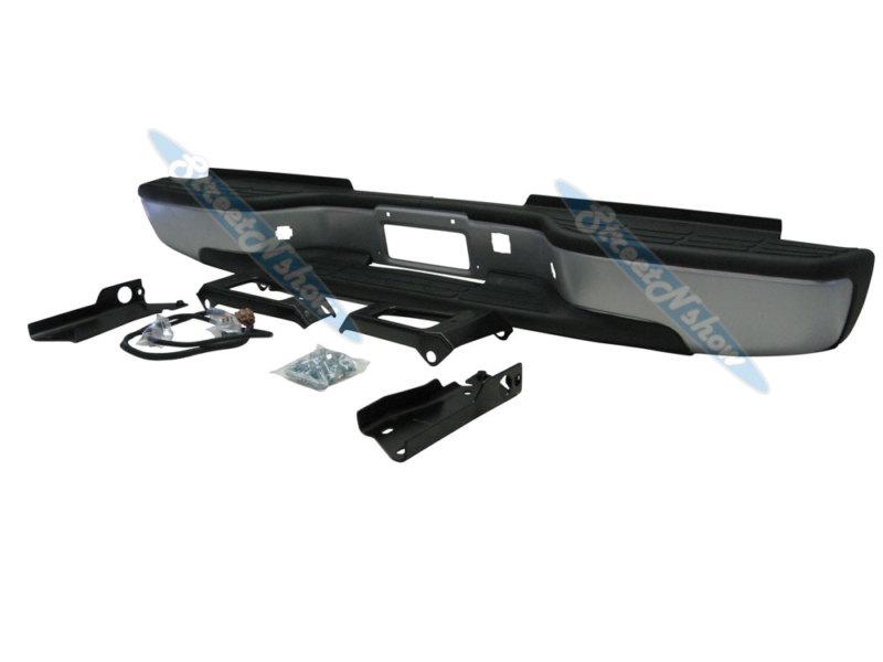 99-07 silverado/sierra 2500 3500hd fleetside rear bumper silver assy w/brackets