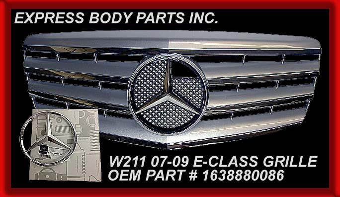 07-09 w211 e-class mercedes grille silver e550 e350 e63 e320 bumper hood new