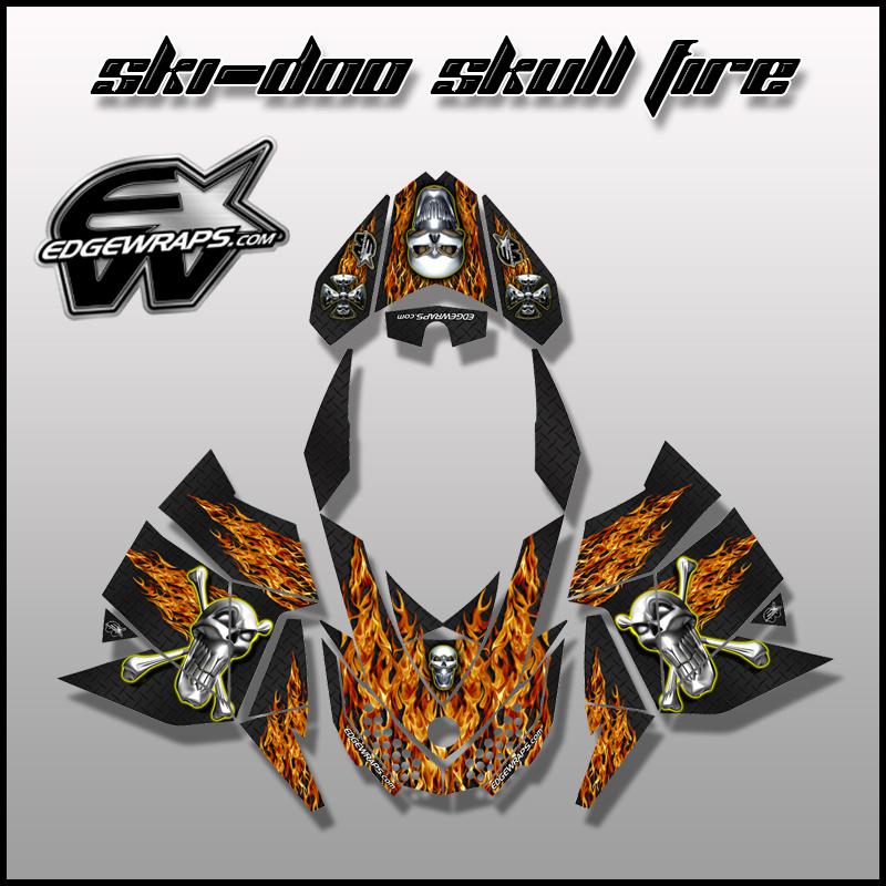 Ski doo rev, xp, mxz, renegade, summit, freeride,- 8/12 skull fire