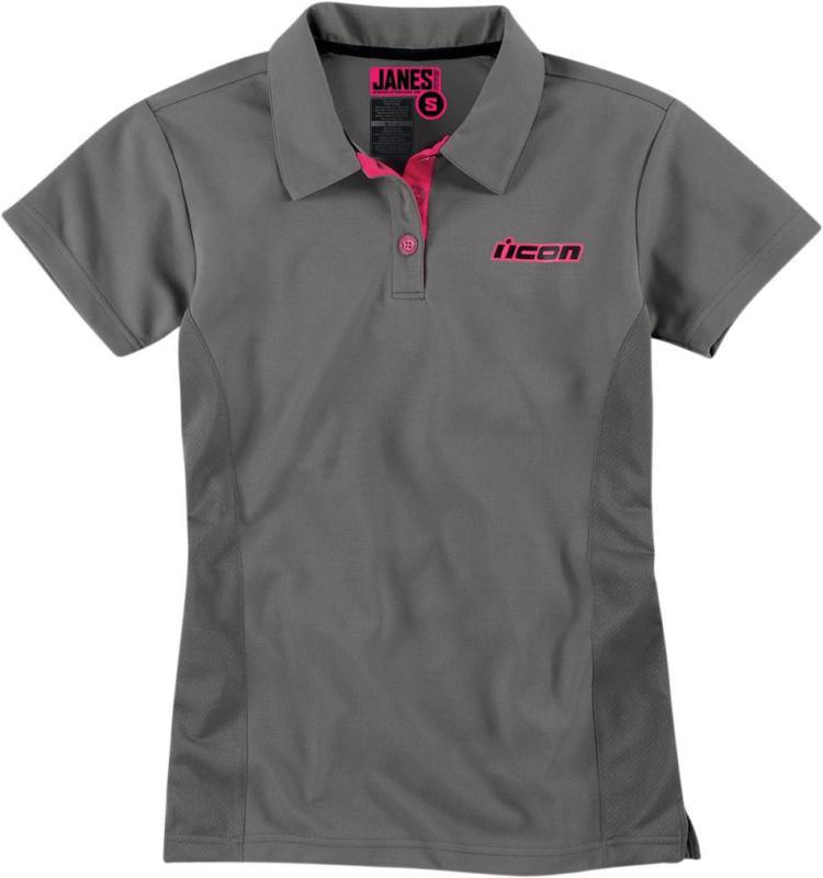 Icon womens janes polo gun metal x-small 3041-0502