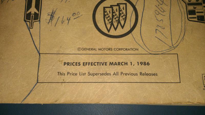 1986 Vol #2 GM GMC Factory OEM Carline Dealer Parts Accessories Price Schedule , US $49.99, image 3