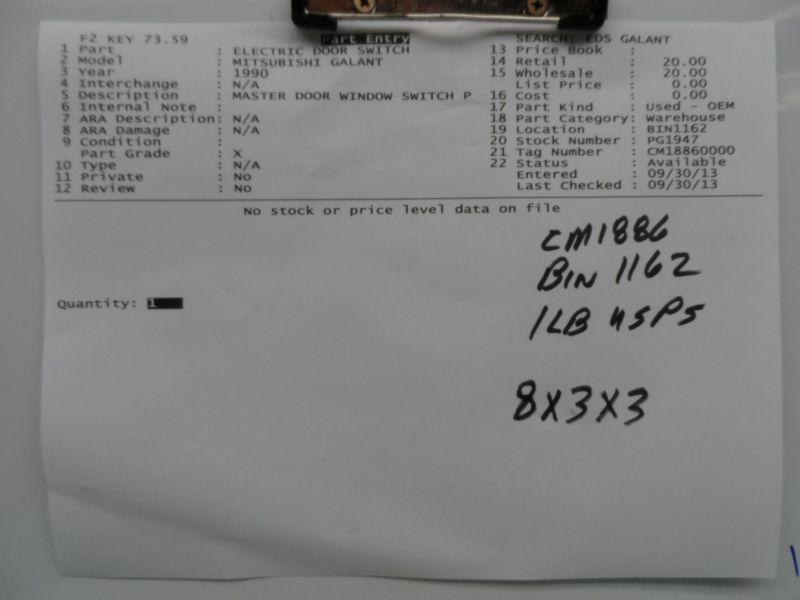 MASTER DOOR WINDOW SWITCH PANEL OEM MITSUBISHI GALANT 1990, US $20.00, image 2