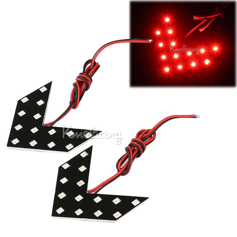 2pcs red arrow panels 14smd led car side mirror turn signal indicator light wow