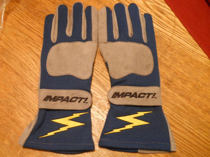 Impact/simpson racing nomex/aramid blue/grey large gloves