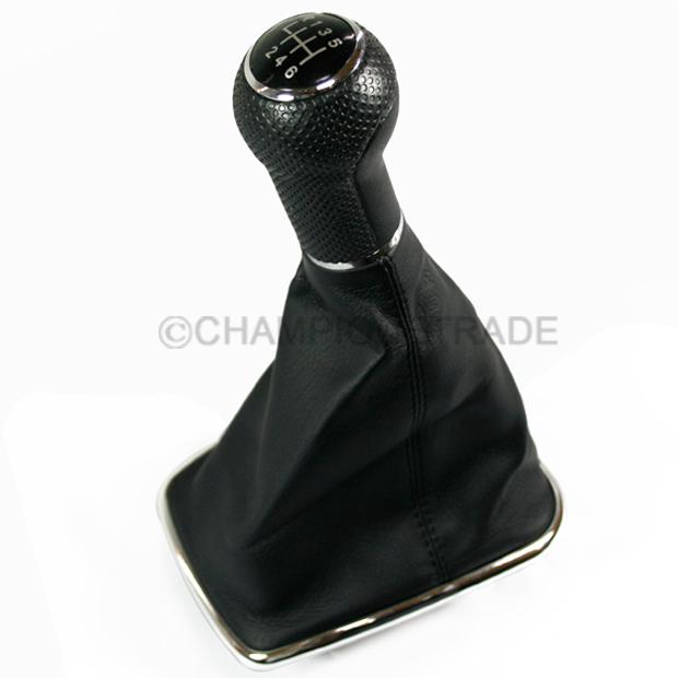 Sell Black 6 Speed Leatherette Chrome Base Shift Knob Gaitor for VW Mk4