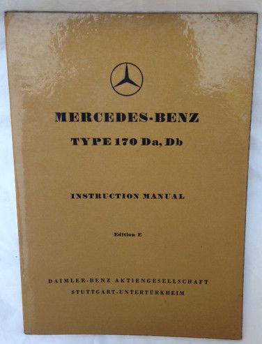 Mercedes-benz type 170 da, db instruction book manual edition e