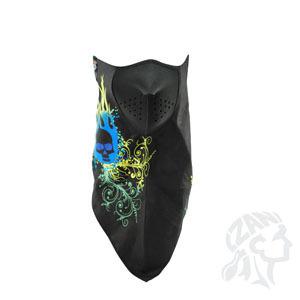 Motorcycle biker neodanna neoprene & bandanna face mask - skulls & vines