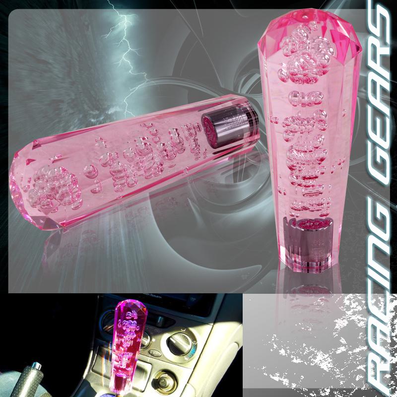 Universal jdm vip 150mm transparent pink diamond crystal bubble drift shift knob