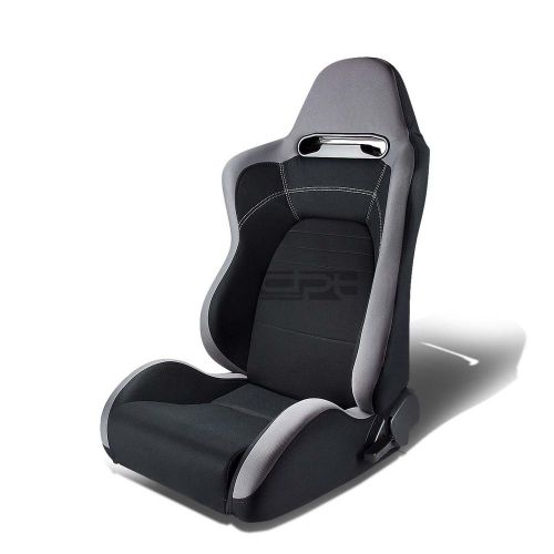 2x type-r gray black cloth sports racing seats+universal slider driver left side