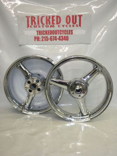 00 01 02 kawasaki zx6r 05-08 zzr factory chrome rims wheels exchange for chrome