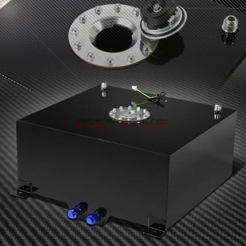 15 gallon/57l black coat aluminum racing gas fuel cell tank/2"sump+level sender