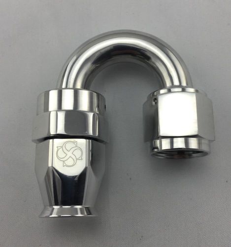 W80p -4an / 180 degree  fuel / oil fitting / reusable / swivel end polished