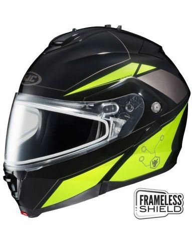 Hjc is-max 2 elemental snow helmet w/dual frameless shield hi vis yellow/black