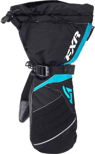 Fxr-snow fusion women's waterproof gloves/mitts,charcoal-gray/aqua-blue,large/lg