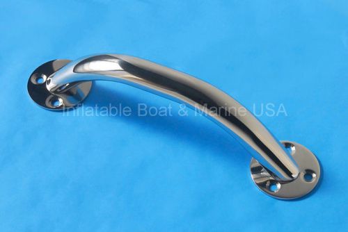Boat handrail / grab handle 10"  round flange base - marine 316 stainless steel