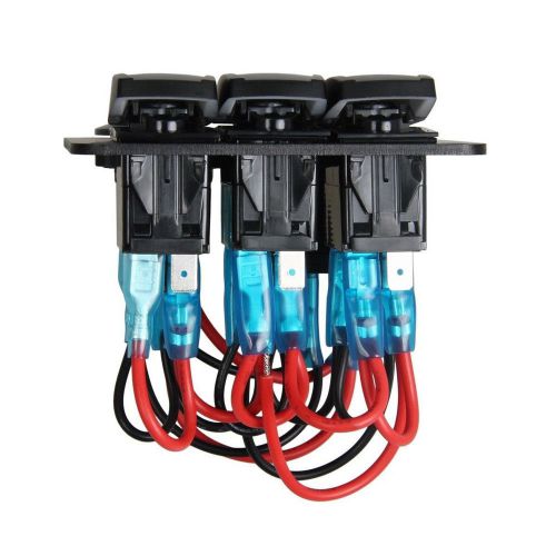 2 usb suv marine 3-gang led boat socket&amp;rv voltmeter breaker rocker switch panel