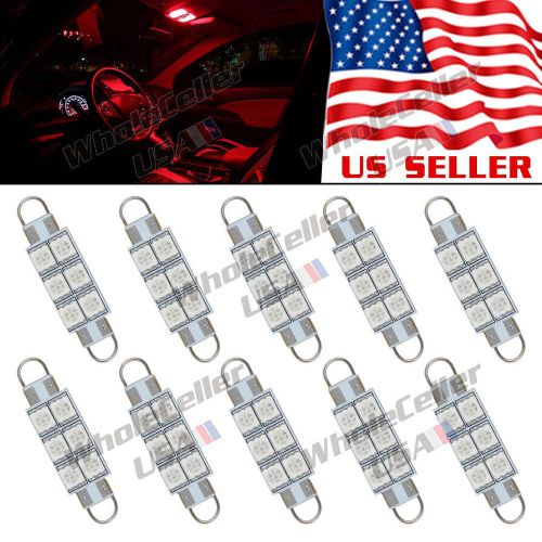 10pcs red rigid loop 44mm festoon led interior lights bulbs 6-5050-smd 561