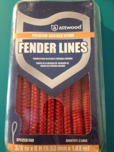 Fender line attwood 3/8" x 6' braided nylon 2 lines in pk