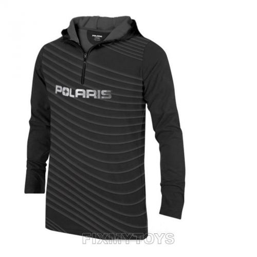 Oem polaris youth black slope hoodie hoody pull-over fleece size s-xl