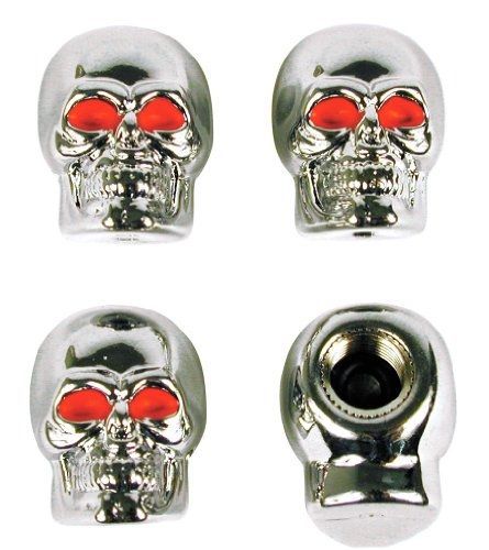 Custom accessories 16220 chrome skull style valve cap -, pack of 4