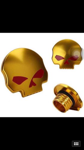 Gold red skull gas tank cap for harley davidson touring street glide flhx(94-16)